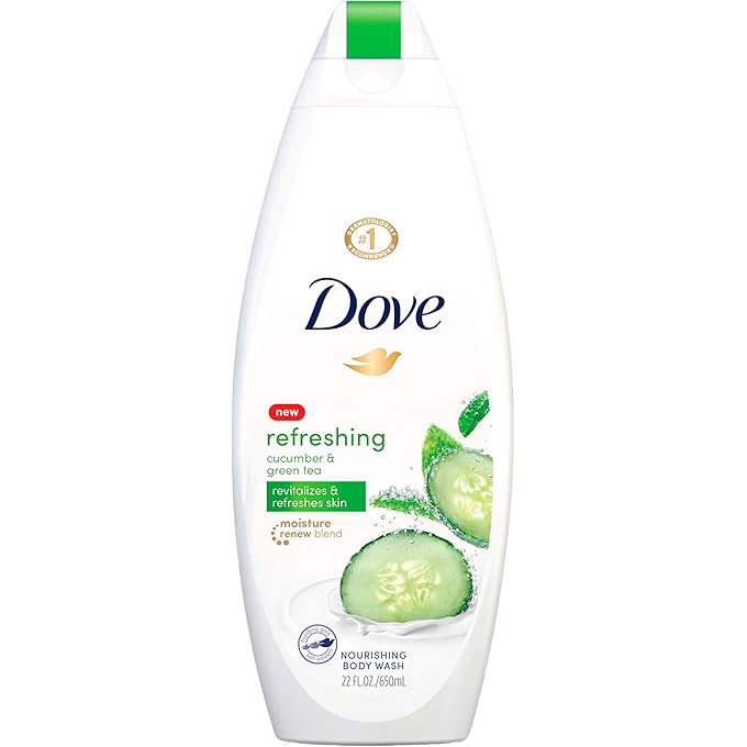 Dove Refreshing Body Wash Revitalizes and Refreshes Skin Cucumber and Green Tea Effectively Washes Away Bacteria While Nourishing Your Skin, 22 oz